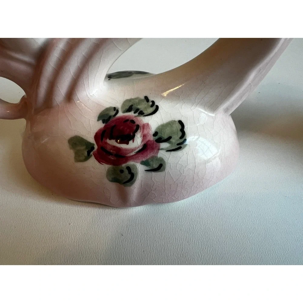 Vintage Camark Ceramic Double Candle Holders Pink Floral Rose  Pair‎